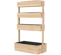 Outsunny Jardinière bois 4 niveaux – inserts d'irrigation, feutres de drainage – 88×45×140 cm