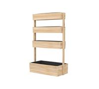 Outsunny Jardinière surélevée en Bois avec 4 étages, escalier de Fleurs avec Doublure, Trous de Drainage, pour terrasse, Balcon et Jardin, Bois Naturel