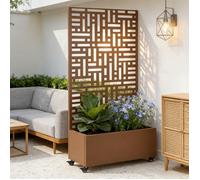 Jardinière brise-vue Bernalda acier 186 x 120 x 40 cm marron