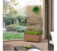 Jardinière brise-vue Bernalda acier galvanisé 190 x 82 x 38 cm marron