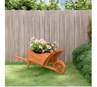 Jardinière brouette en bois - vidaXL - 128x45,5x43 cm - Bois de sapin massif - Brun - Trou de drainage
