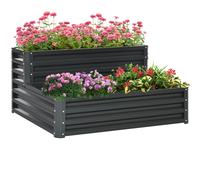 Jardinière Carré Potager 2 Étages Tôle D'acier Ondulée Gris Foncé