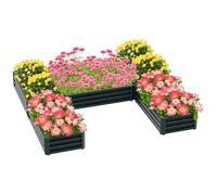 Lot De 5 Carrés Potager De Jardin - Forme Personnalisable - Tôle D'acier Ondulée Vert