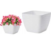 Jardinière carrée en plastique avec base blanche 16,7x15,4cm Sahara
