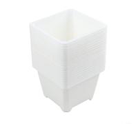 Jardinière carrée en plastique avec ouvertures de drainage, empilables pour un rangement compact, conçues pour le balcon et pour les applications de jardinage en plein air (blanc)