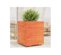 Jardinière cire marron 60x60x72 cm bois de pin massif, jardinière d'extérieur, bac à fleurs, bac à tomates, jardinière de terrasse