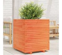 Jardinière cire marron 60x60x72 cm bois de pin massif, jardinière d'extérieur, bac à fleurs, bac à tomates, jardinière de terrasse