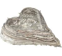 Jardinière coeur rotin blanc naturel 28x34cm Shabby Chic