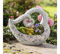 Jardinière "Cœur de fleur" en polyrésine, pot à plantes, pot de fleurs, décoration de jardin pour l'extérieur