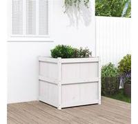 vidaXL Jardinière d'extérieur 70x70x70 cm Bois de pin massif Blanc