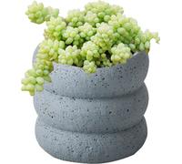 Jardinière de 13cm de diamètre, jardinière en ciment avec trous de drainage, jardinière pour l'intérieur et l'extérieur, fond antidérapant (Bleu)