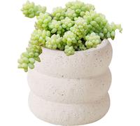 Jardinière de 13cm de diamètre, jardinière en ciment avec trous de drainage, jardinière pour l'intérieur et l'extérieur, fond antidérapant (blanc)