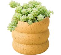 Jardinière de 13cm de diamètre, jardinière en ciment avec trous de drainage, jardinière pour l'intérieur et l'extérieur, fond antidérapant (jaune)