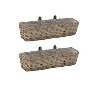 vidaXL Jardinière de balcon 2 pcs en osier avec doublure en PE 60 cm