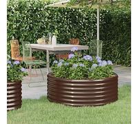 Jardinière de balcon - Jardinière surélevée en acier revêtu par pulvérisation - 100 x 100 x 36 cm - Marron - Pour jardin, balcon et terrasse