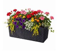 Jardinière de balcon Relaxdays auto-arrosage 19x50x19 cm pour rambarde insert & témoin de niveau PP noir