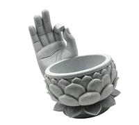 Jardinière de bureau avec relief floral et figurine de main | Support de verdure imprimé avec ouverture de drainage pour balcon, étagère de décoration d'intérieur