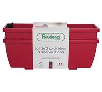 RiViERA Bac à fleurs Riviera Eva – Lot de 2 jardinières, plastique 57 cm – Rouge