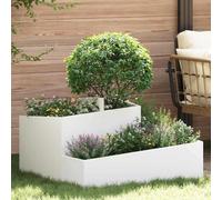 Jardinière de jardin, blanche, 80 x 80 x 50 cm, en acier laminé à froid, métal robuste, pour l'extérieur, design moderne, pour fleurs et plantes