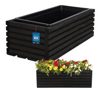Jardinière de jardin en bois KOTARBAU® pour terrasse avec insert noir 44 x 20 cm