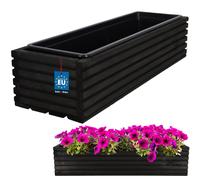 Jardinière de jardin en bois KOTARBAU® pour terrasse avec insert, noire, 64 x 20