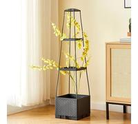 Jardinière de Jardin Surélevée de 114,3 Cm avec Treillis, Jardinière Surélevée, Obélisque, Treillis, Cage de Plantation de Tomates pour Plantes en Pot D'intérieur, Légumes, Fleurs