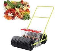 Jardinière de légumes poussée à la main avec espacement des rangées et profondeur réglables, semoir efficace à la main avec roues pour semer maïs, poireaux, épinards et radis