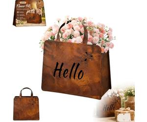 Jardinière de sac à main en métal rustique, vase de sac à main de ferme for fleurs avec poignée, boîte à fleurs de ferme vintage, jardinière de sac à main for plantes succulentes, fleurs