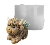 Jardinière De Vache Highland - Moule De Moulage En Résine, Matériau Artisanal En Silicone, Conception Animale Détaillée, Construction Flexible Et Durable | Pour Pots De Fleurs, Boîte À Bijoux En Argil