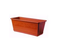 Jardinière décorée avec soucoupe Balconella - Terracotta - L 40cm - 7L