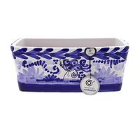 Jardinière d'extérieur rectangulaire en céramique décorée à la main Bleu 30 x 13 x 13 cm