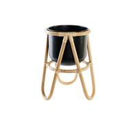 Jardinière dkd home decor naturel noir métal bambou colonial (26 x 26 x 40 cm)