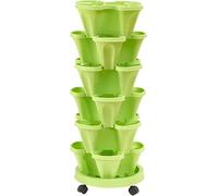 Jardinière Empilable à 6 Niveaux, Conception à 4 Pétales avec roulettes Mobiles Et Soucoupe Inférieure, Jardinière De Jardinage Verticale, Jardinière De Jardin pour La C, F, 5pcs