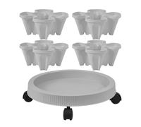 Jardinière empilable - Tour de fraises 4 pots de fleurs de jardin - Support avec roulettes amovibles - Pots de fleurs verticaux pour balcon, terrasse, maison, grasses, légumes