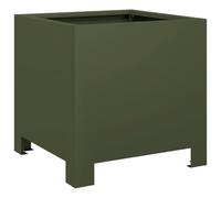 Jardinière en acier - Vert olive - 30 x 30 x 30 cm - Petit pot de fleurs surélevé pour jardin, intérieur - Pour cour, terrasse, jardin, balcon