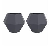 vidaXL Jardinière 2 pièces Anthracite 75 x 75 x 60 cm Acier – Bac à fleurs rectangulaire solide