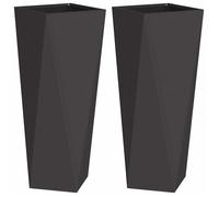 Jardinière en acier - vidaXL - Noir - 30x30x75 cm - Lot de 2 - Assemblage requis - Résistant aux intempéries