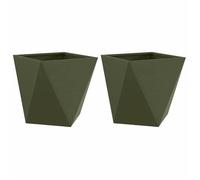 vidaXL Jardinière lot de 2 Vert olive 40 x 40 x 40 cm bac à fleurs acier robuste