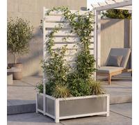 Jardinière En Aluminium Avec Treillis Hwc-P97, Jardinière Sur Pied, 158 X 90 X 75 Cm Blanc