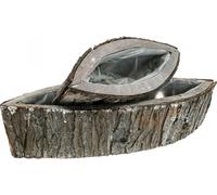 Jardinière en bois aspect naturel écorce d'arbre Cache-pot décoratif Set de 2 pour intérieur & extérieur