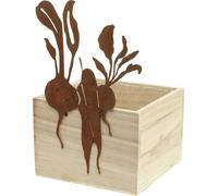 Jardinière en bois avec décoration de rouille, décoration de légumes, cache-pot, mini parterre, 17×17×12cm