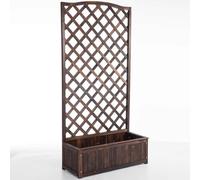 Jardinière En Bois Avec Treillis, Lit Surélevé Autoportant For Jardin Avec Treillis, Jardinière D'extérieur For Plantes Grimpantes, Vignes, Fleurs(65 * 35 * 120cm)