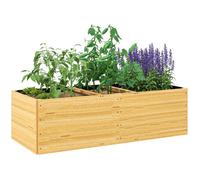 Outsunny Jardinière en Bois, carré Potager Exterieur Bois, 3 Compartiments de Plantation et Doublure Inclus, bac à Fleurs pour légumes Herbes Fleurs dans Jardin terrasse Patio, 140x60x40cm, Naturel