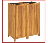 Jardinière en bois massif d'acacia - ASHATA - Rectangulaire - 84x42x100 cm