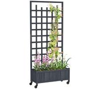 Jardinière en bois Outsunny, plates-bandes surélevées pour jardin avec roulettes et trous de drainage, jardinière pare-vue pour cultiver des légumes, des herbes aromatiques et des fleurs pour le