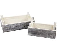 Jardinière en bois Rectangle Vintage Caisse en bois Blanc Blanc 32x17/25x13cm 2er-Set
