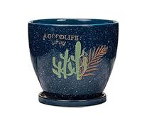 Jardinière en céramique au Design Minimaliste avec Trou de Drainage et châssis, Grand Pot de Fleur d'orchidée succulente Rond intérieur-extérieur, Pots de bonsaï de décoration de Jardin