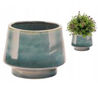 Jardinière en céramique bleue 15x13cm | Design pointes de flèches | Glacé | Haute qualité & décoratif