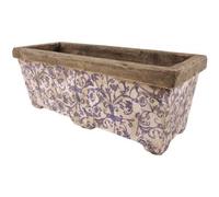 Esschert Design Jardinière de Balcon en céramique Bleu et Blanc, Environ 40 x 16 x 15 cm