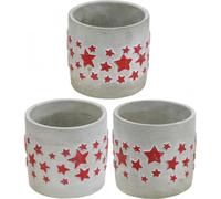 Jardinière en céramique Gris avec motif d'étoile en aspect béton Set de 3 décorations de l'Avent